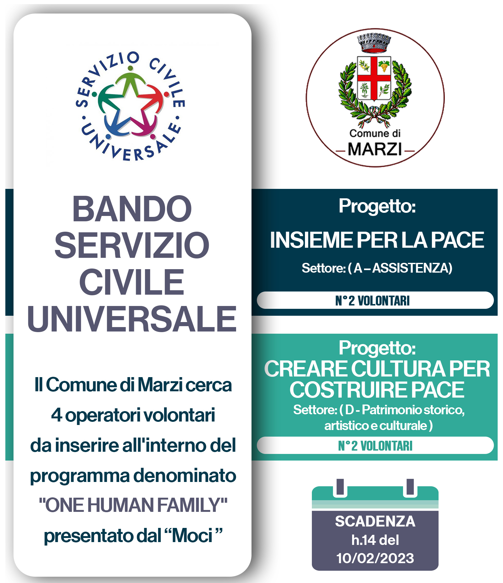 Bando Operatori Volontari Servizio Civile 2023